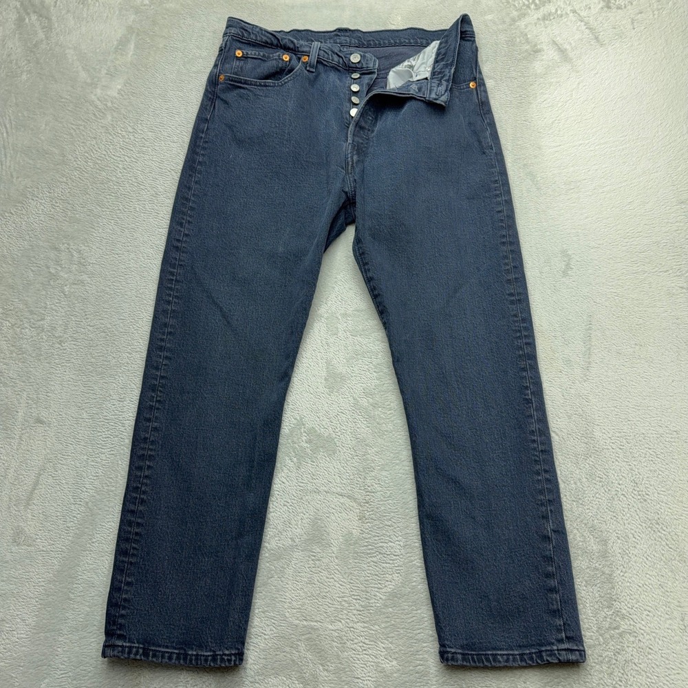 Levis 501 Original Fit Mens 32x26 Blue Denim Jeans Button Fly Straight Leg Pants